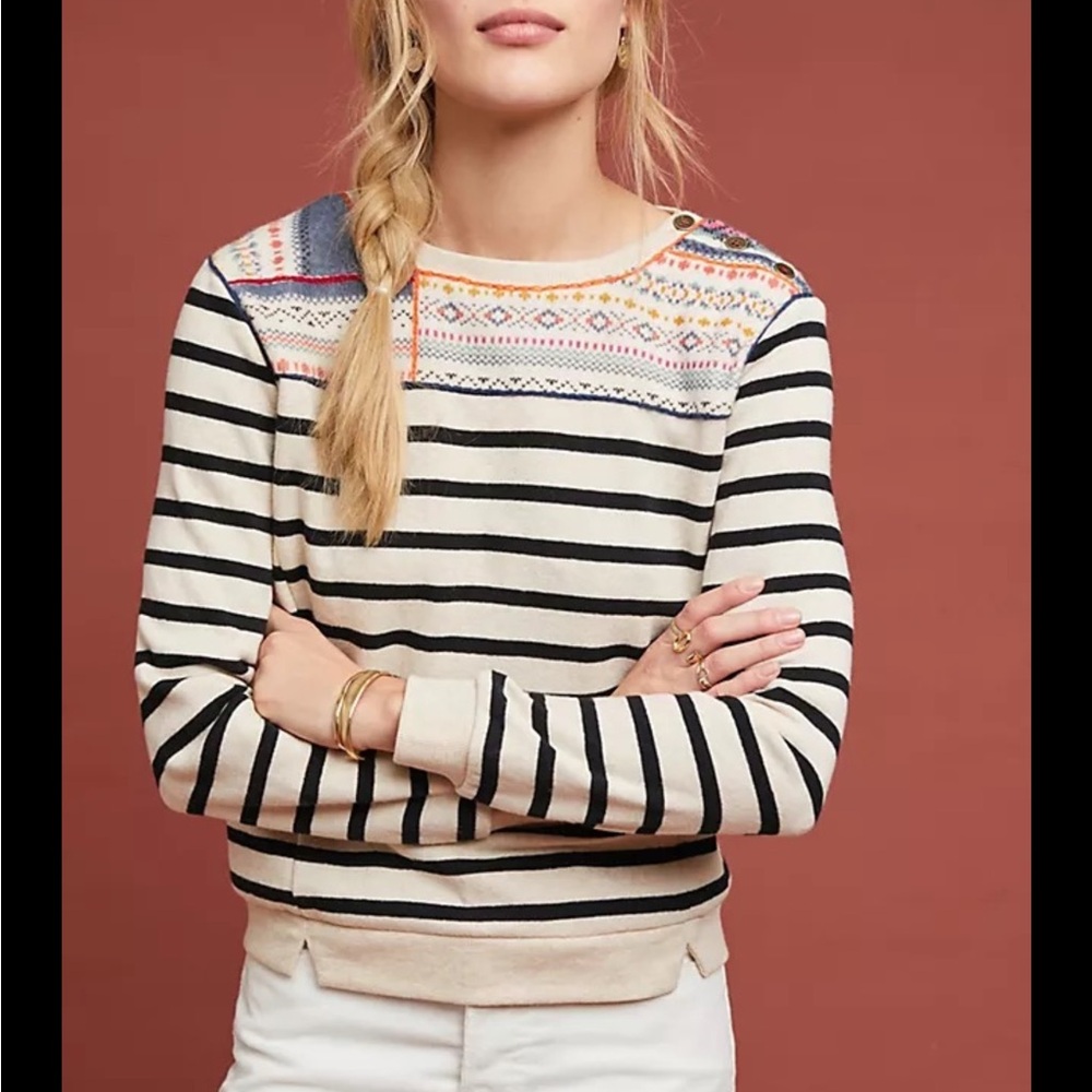 Maeve by Anthropology Finn Striped Pullover Size Small